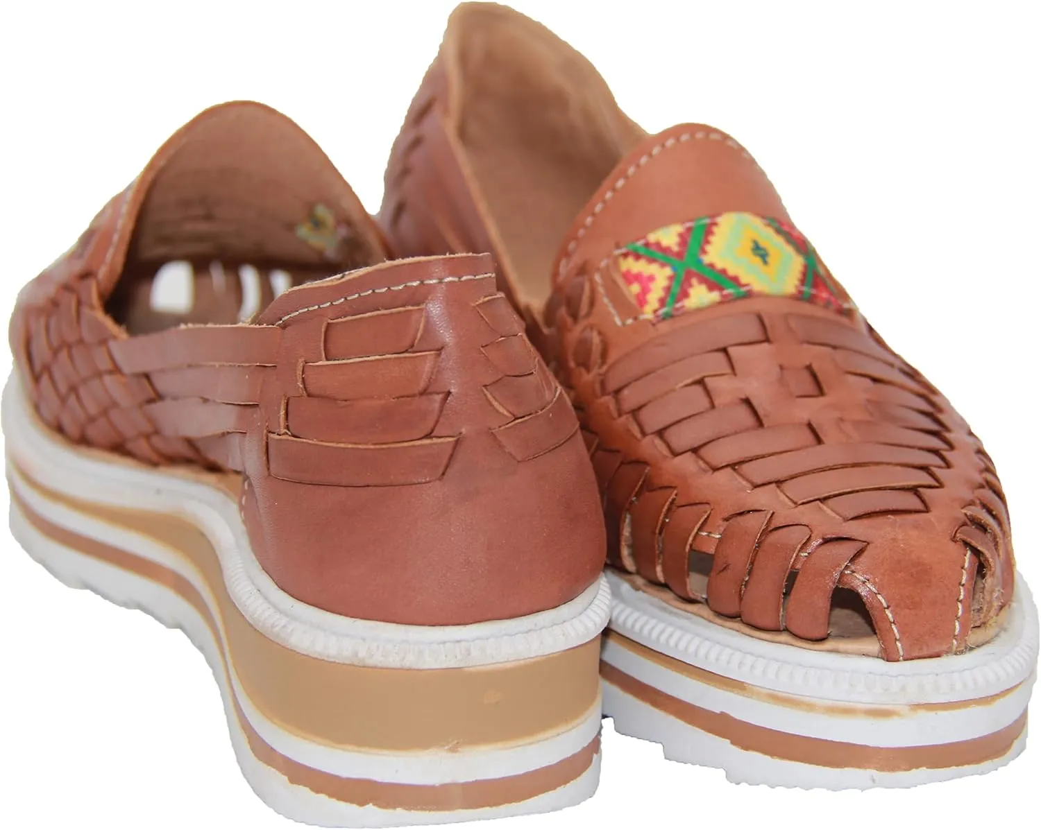 Western Shops Women’s Leather Huarache Wedge Sandal, Mexican Huarache Sandal, Platform Huarache Sandal