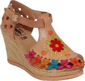 Western Shops Womens Leather Mexican Huarache Sandal, Womens Huarache Leather Wedge Sandal