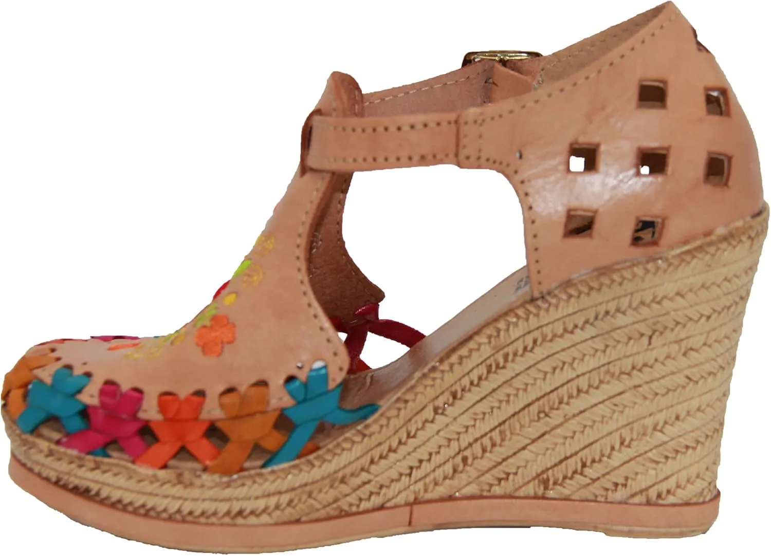 Western Shops Womens Leather Mexican Huarache Sandal, Womens Huarache Leather Wedge Sandal