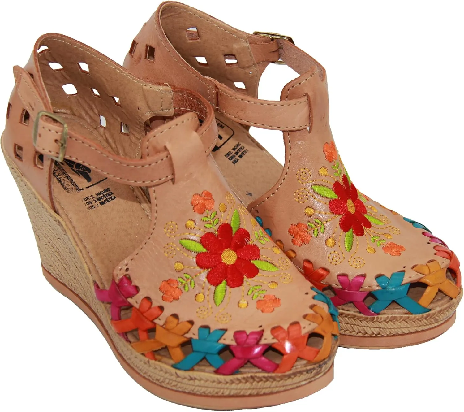 Western Shops Womens Leather Mexican Huarache Sandal, Womens Huarache Leather Wedge Sandal