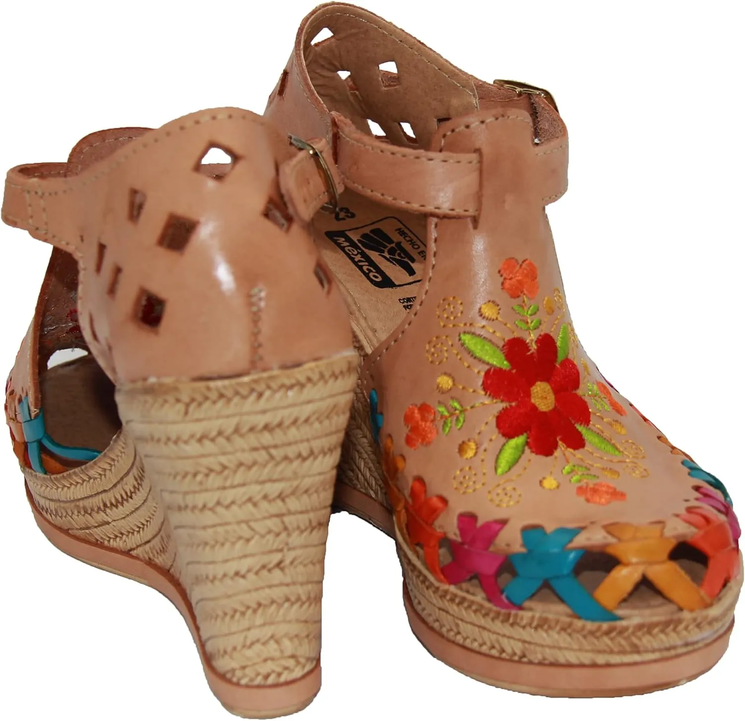 Western Shops Womens Leather Mexican Huarache Sandal, Womens Huarache Leather Wedge Sandal