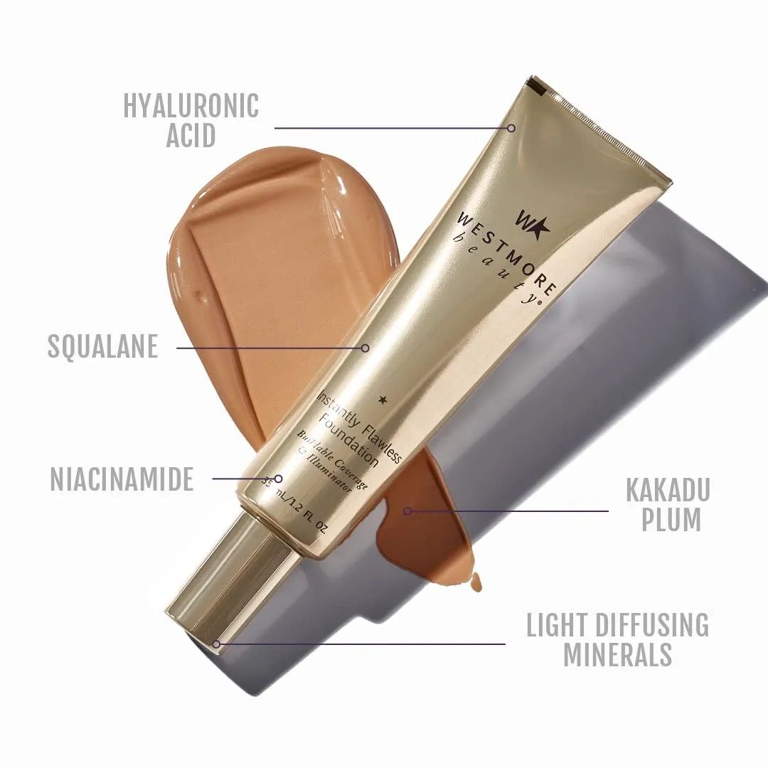 Westmore Beauty Instantly Flawless Foundation - Deep Tan 1.2 oz - Full Coverage Liquid Makeup, Best Light Foundation