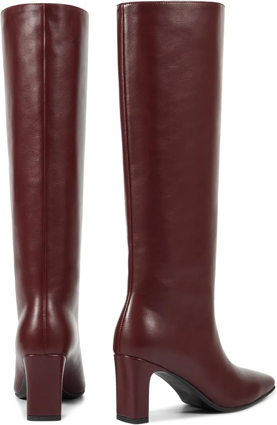wetkiss Straight Leg Knee High Boots for Women Regular Calf Friendly Square Toe Faux Leather Crocodile Print Mid Heel Comfortable Boots