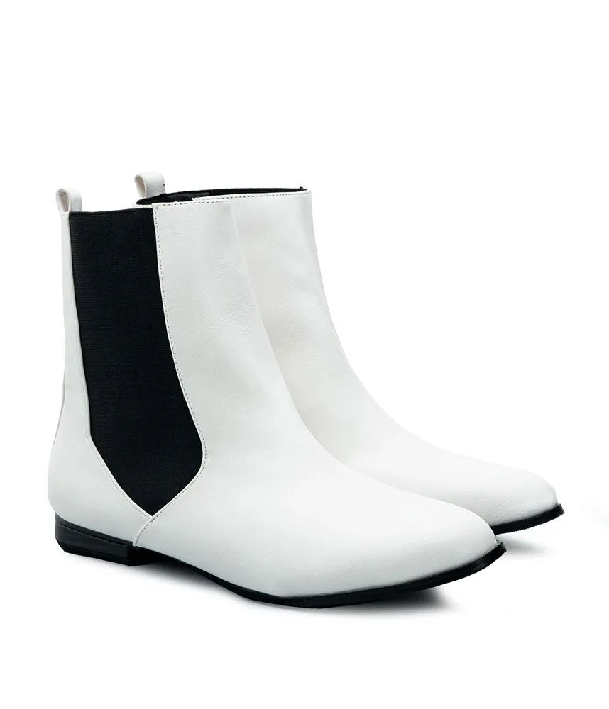 White Chelsea Style Fashion Booties