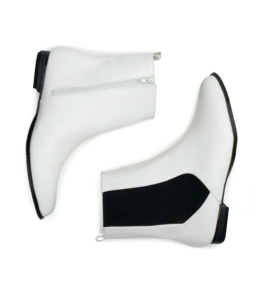White Chelsea Style Fashion Booties