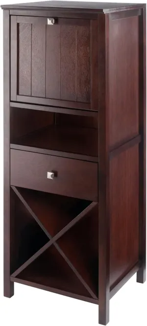 Winsome Wood Brooke Jelly Cupboard, 4-Section Cabinet, Walnut