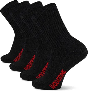 Wolverine Men's Cotton Boot Crew Socks with Breathable Cotton Cushioning (4 Pairs)
