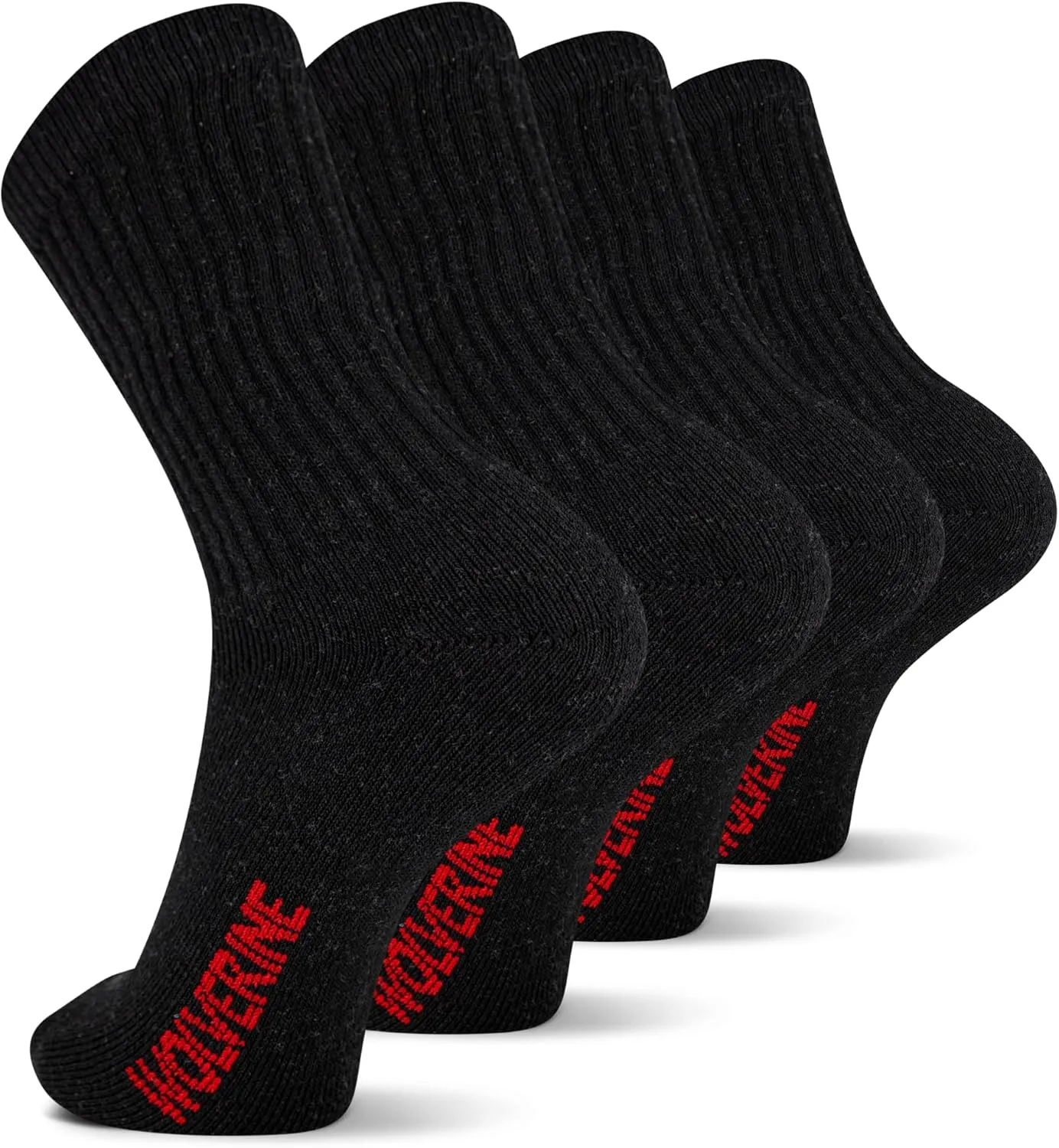 Wolverine Men's Cotton Boot Crew Socks with Breathable Cotton Cushioning (4 Pairs)