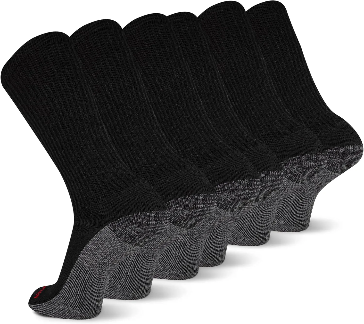 Wolverine Men's Cotton Comfort Crew Socks - 6 Pairs, Breathable Arch Support