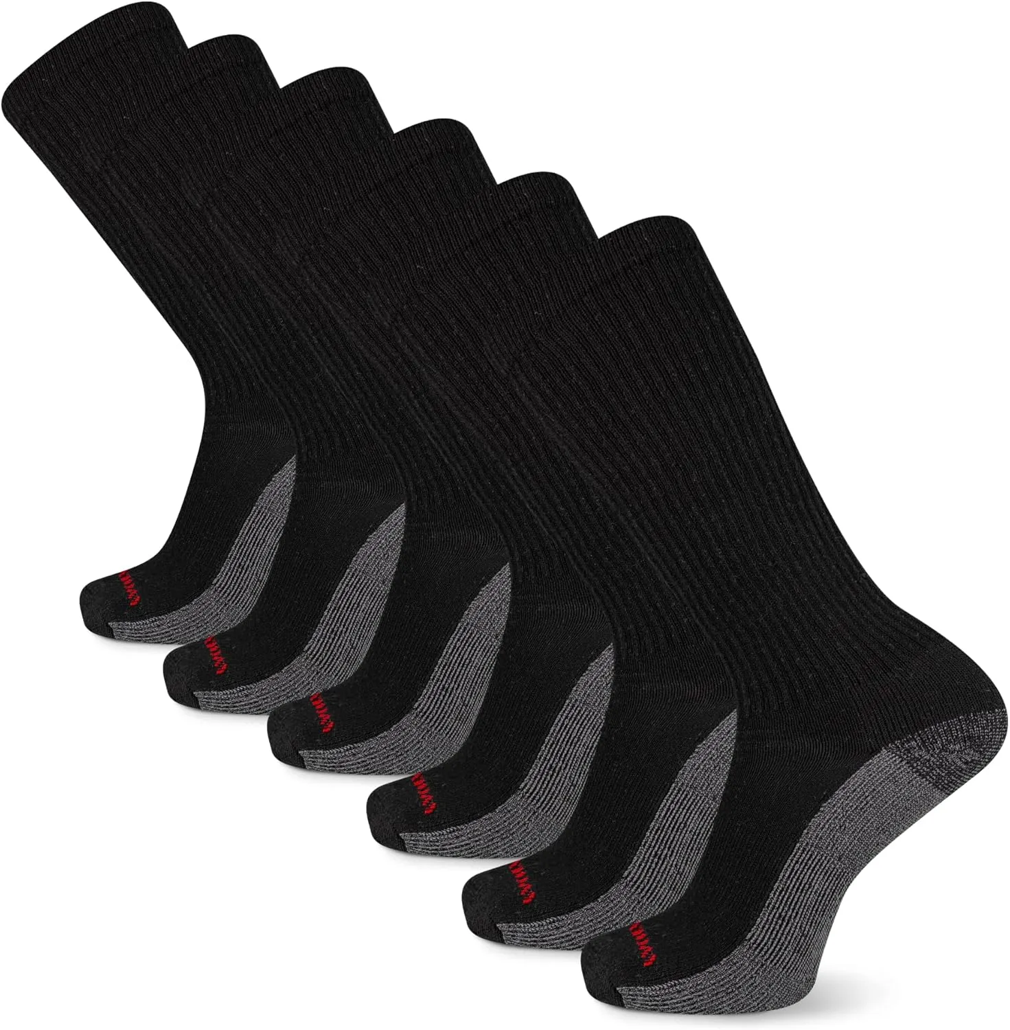 Wolverine Men's Cotton Comfort Crew Socks - 6 Pairs, Breathable Arch Support