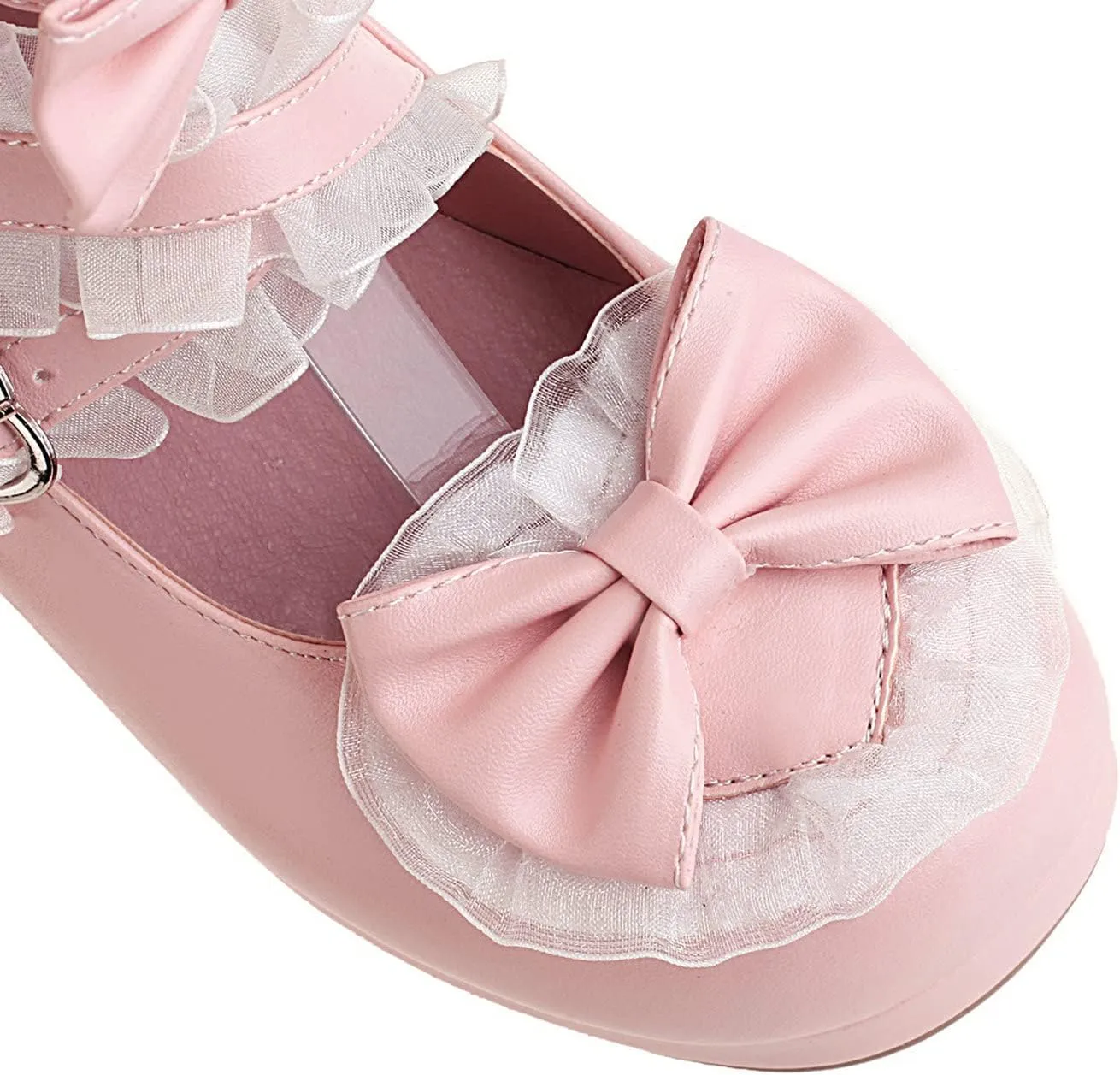 Women Cute Lolita Shoes Platform Mary Janes Kawaii Strappy Ankle Strap Sweet Pumps Lace Cross Tied Dress Pumps