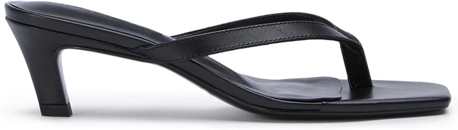 Women Kitten Heel Thong Sandals Square Open Toe Flip Flop Sandals Low Heel Fashion Party Dress Heeled Sandals