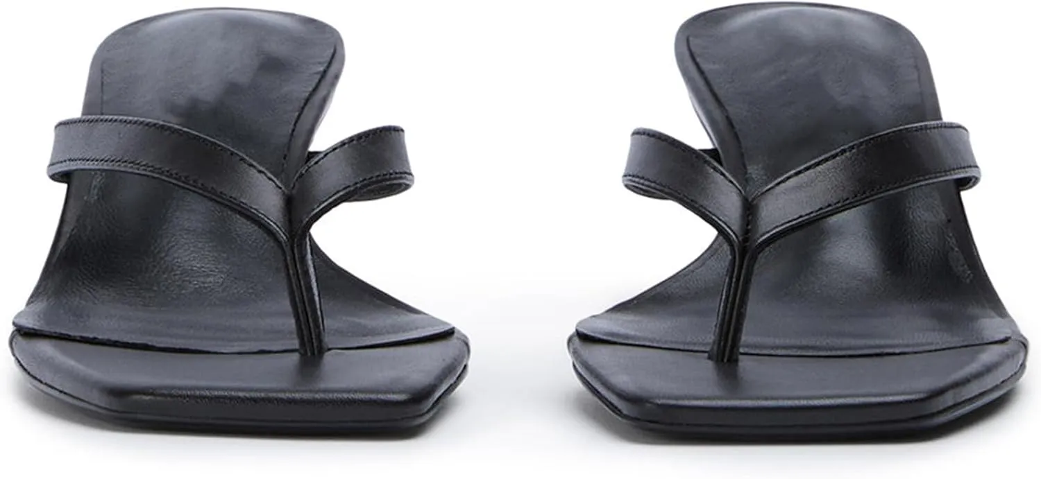 Women Kitten Heel Thong Sandals Square Open Toe Flip Flop Sandals Low Heel Fashion Party Dress Heeled Sandals