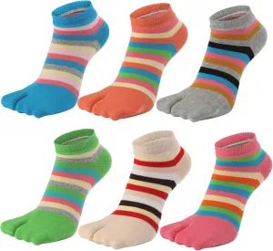 Women Tabi Socks No Show Crew Split Toe for Sandal Flip Flop Ninja Japan Cotton 6 Pack