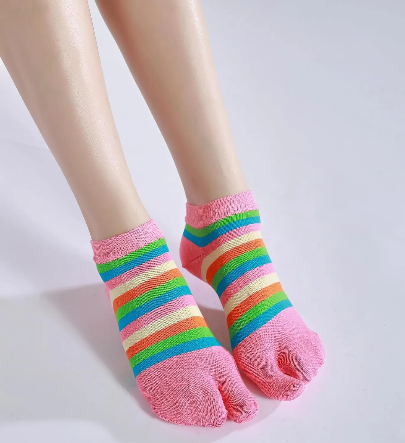 Women Tabi Socks No Show Crew Split Toe for Sandal Flip Flop Ninja Japan Cotton 6 Pack
