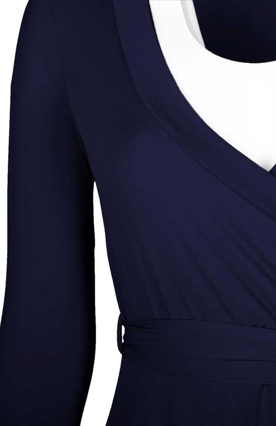 Women's 3/4 Sleeve Deep V-Neck Maxi Faux Wrap Solid Plus Size Dress