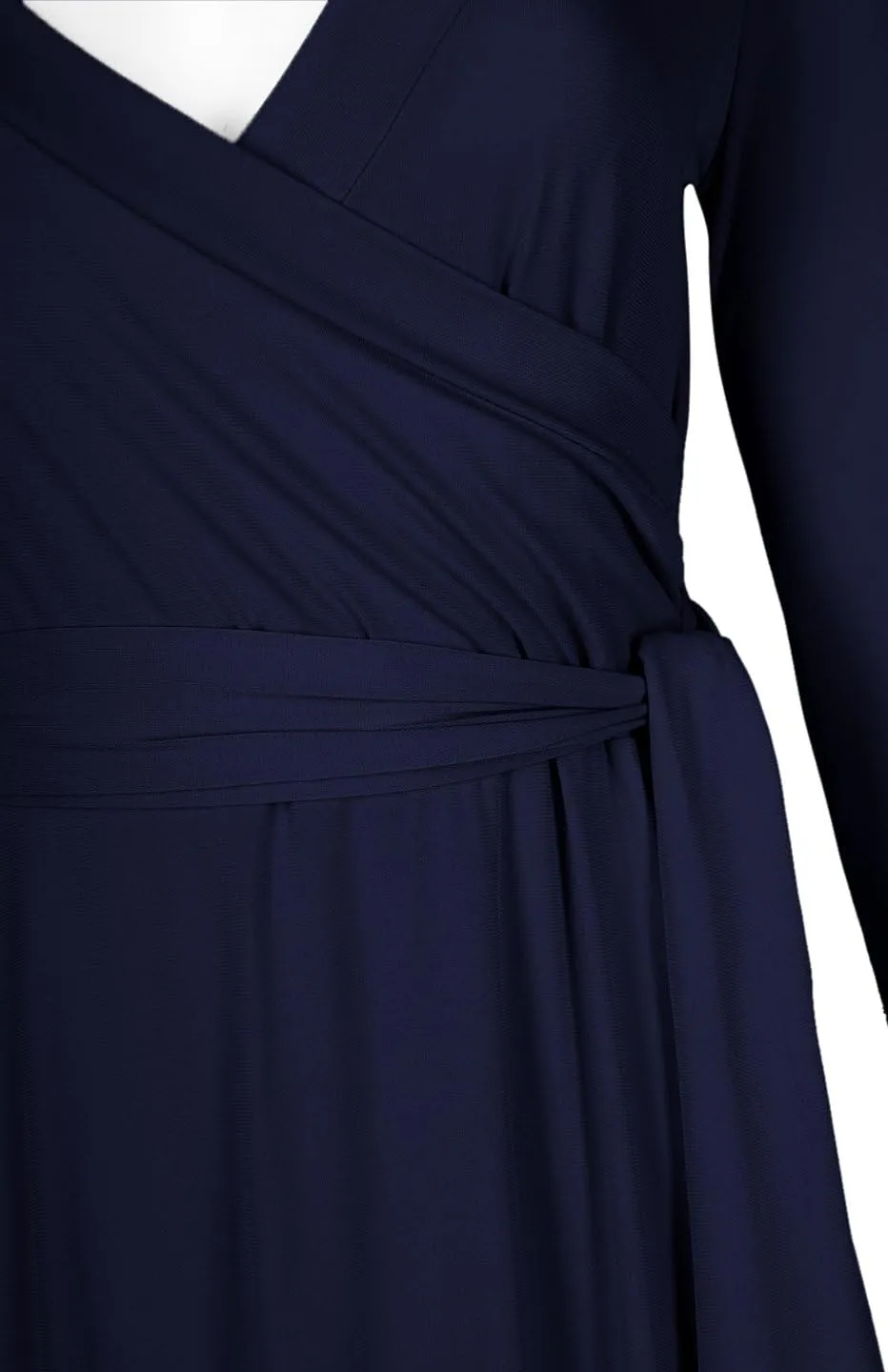Women's 3/4 Sleeve Deep V-Neck Maxi Faux Wrap Solid Plus Size Dress
