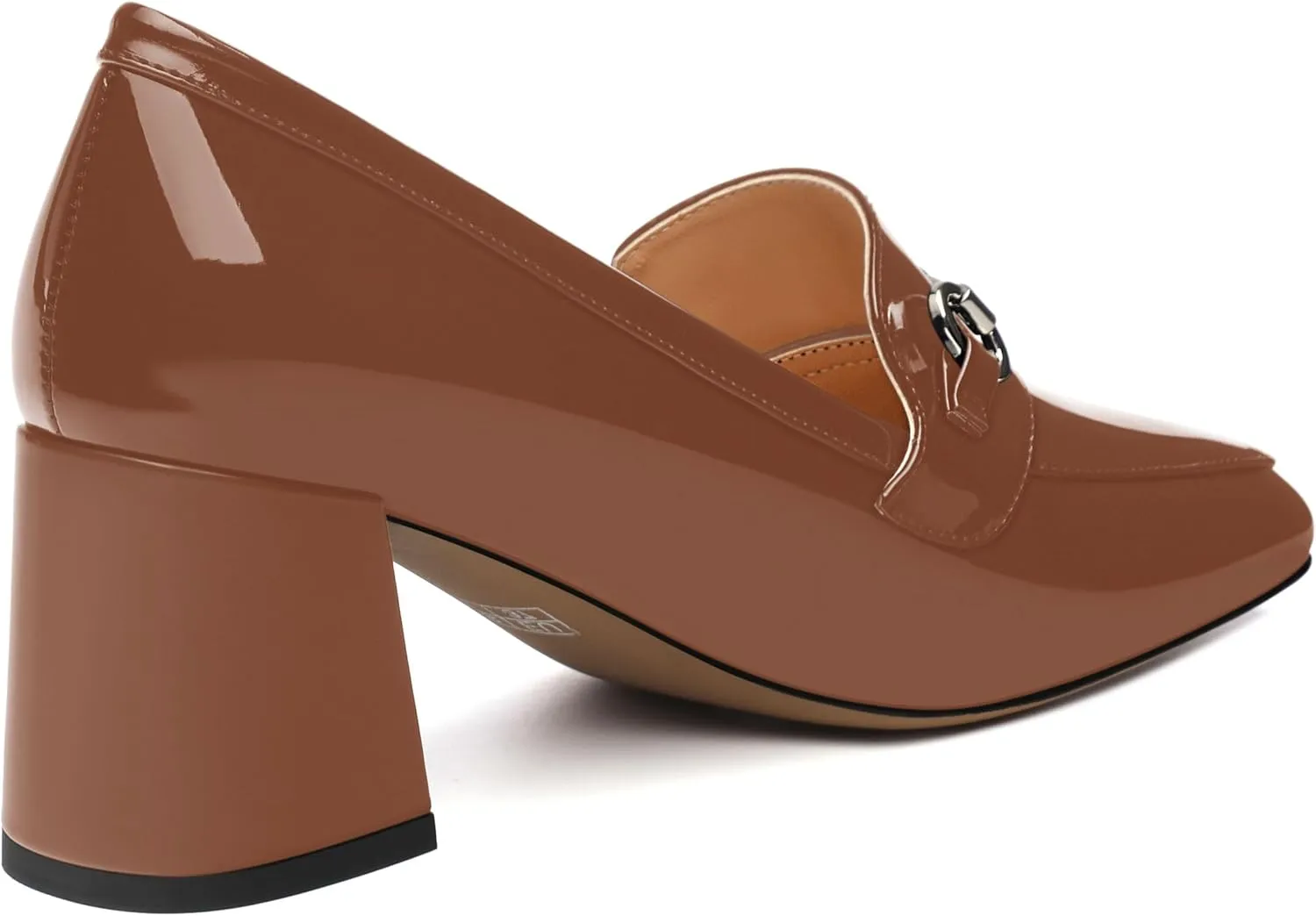 Women's Block Heel Bit Loafer, Square Closed Heel Pumps,Elegant and Comfortable Penny Loafers,Commuter Dress Shoes