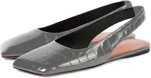 Women's Closed Square Toe Slingback Flat Shoes Crocodile Pattern Backless Low Heel Slip-On Elegant and Comfortable Wedding Party Work Formal Women Shoes