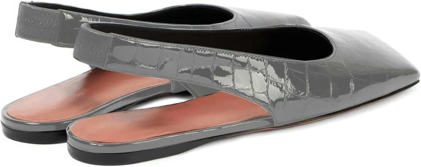 Women's Closed Square Toe Slingback Flat Shoes Crocodile Pattern Backless Low Heel Slip-On Elegant and Comfortable Wedding Party Work Formal Women Shoes