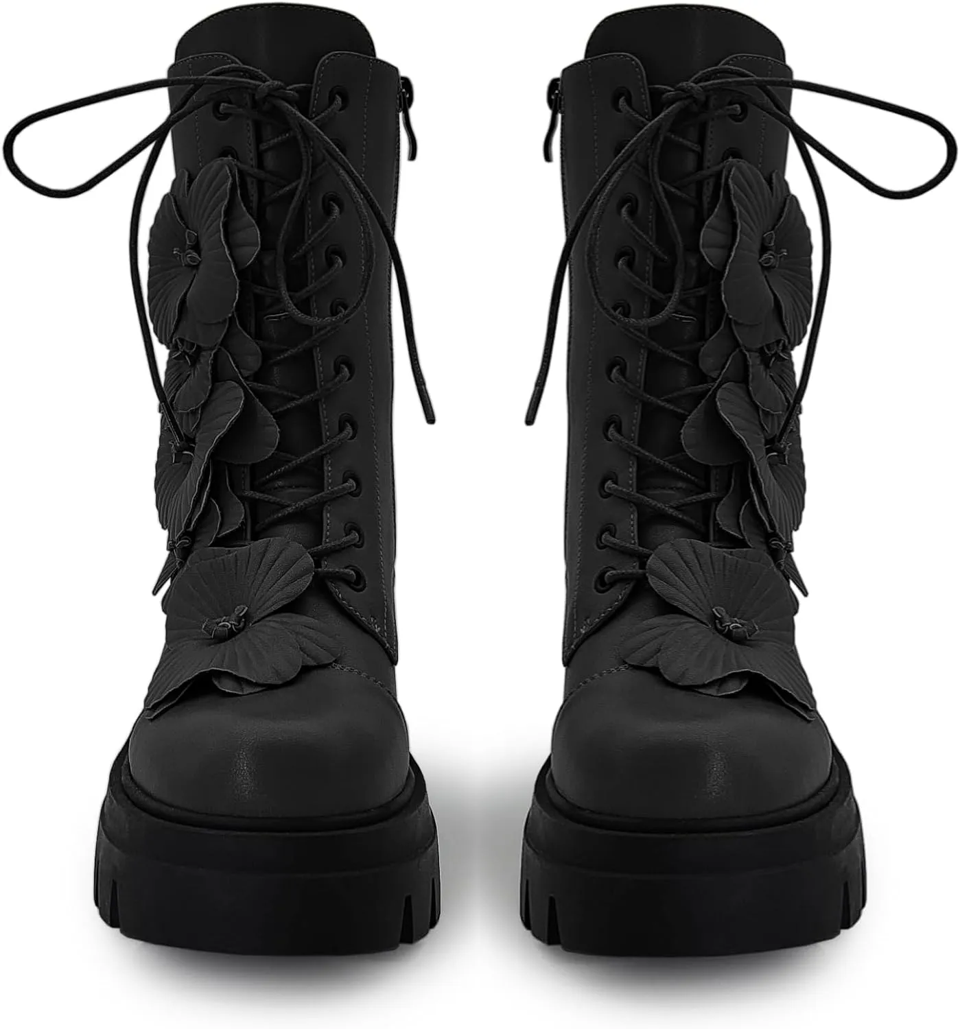 Women's Combat Boot Zebra Platform Ankle Adjustable Lace-Up Vamp Inside Zipper Fashion Party Boots