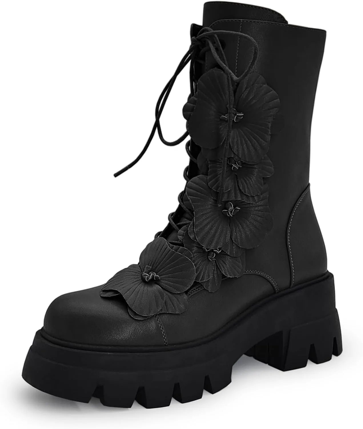 Women's Combat Boot Zebra Platform Ankle Adjustable Lace-Up Vamp Inside Zipper Fashion Party Boots