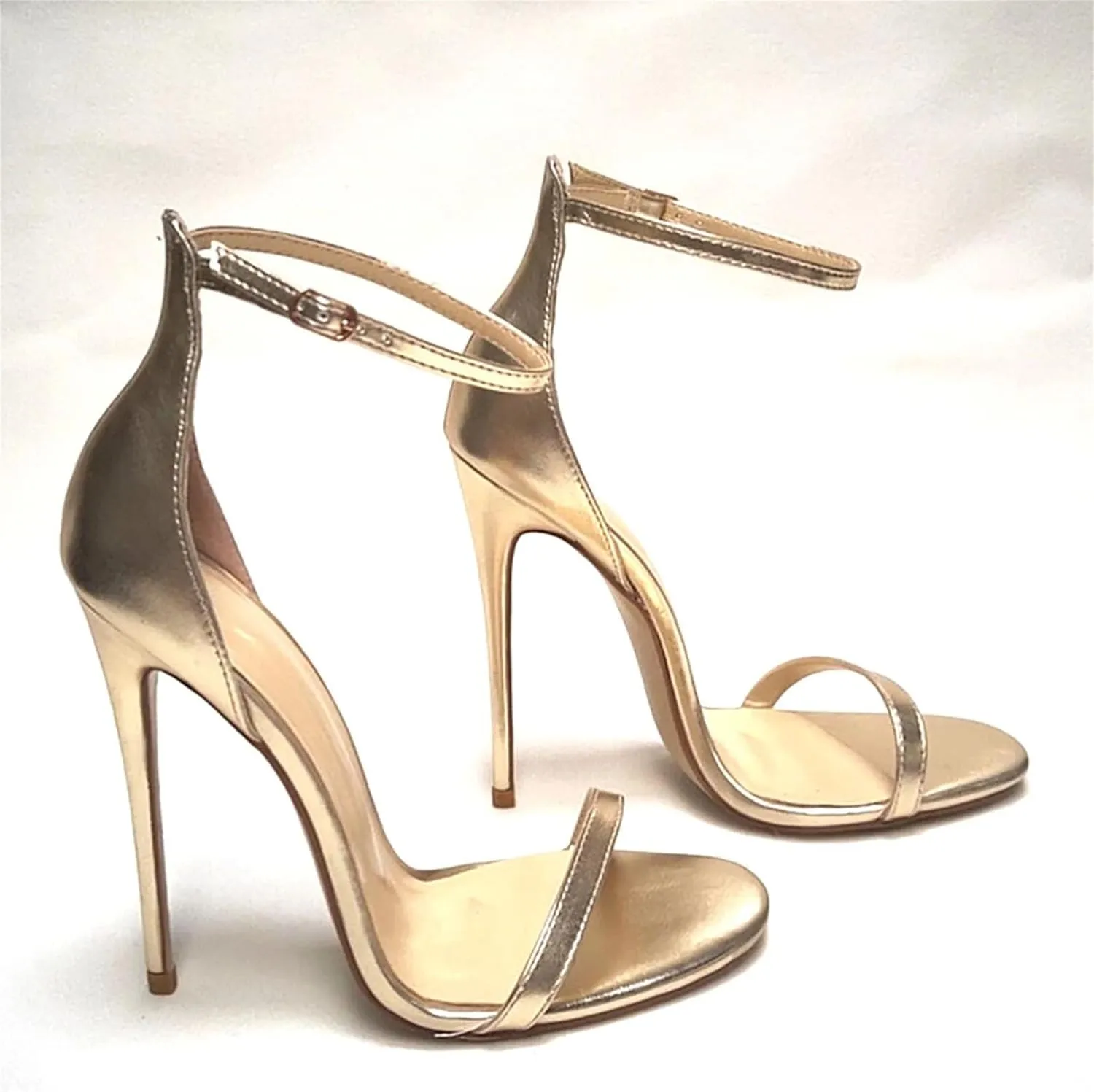 Women's Cover Heel Stilettos, Black Gold Open Toe Party Heels