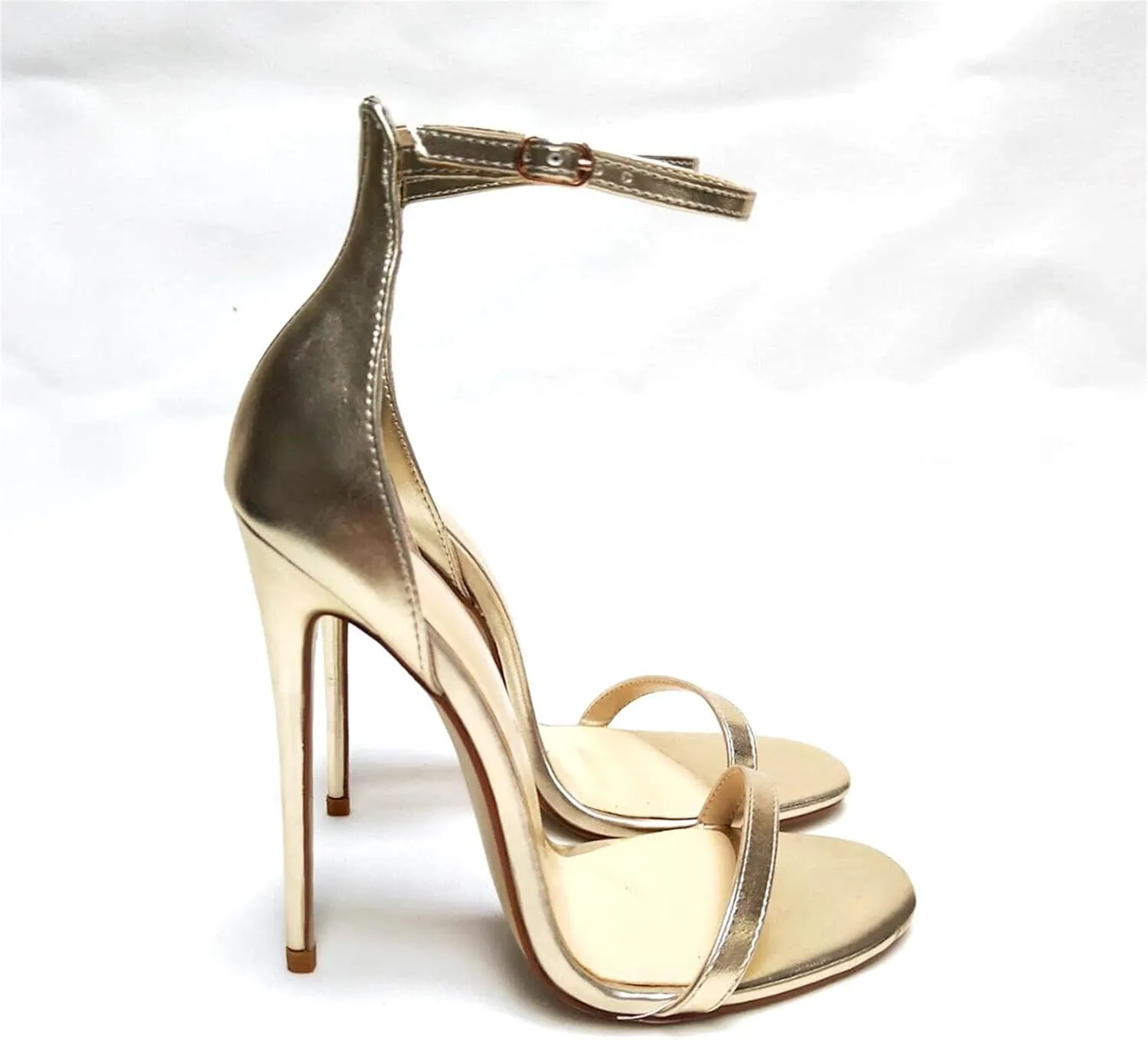 Women's Cover Heel Stilettos, Black Gold Open Toe Party Heels