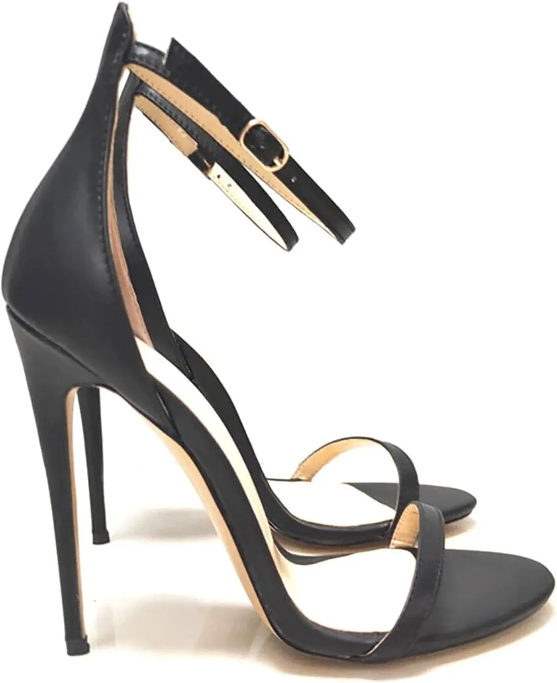 Women's Cover Heel Stilettos, Black Gold Open Toe Party Heels