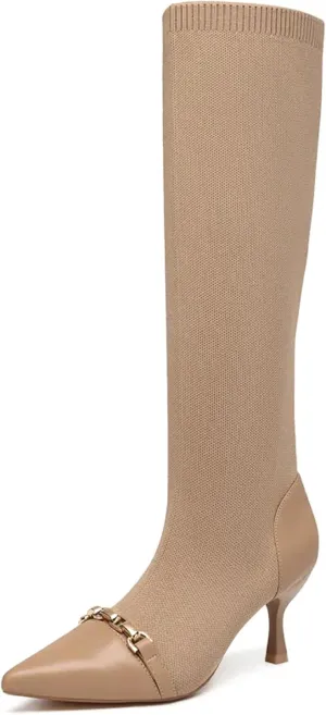 Women’s Elegant Pointed Toe Heeled High Boots