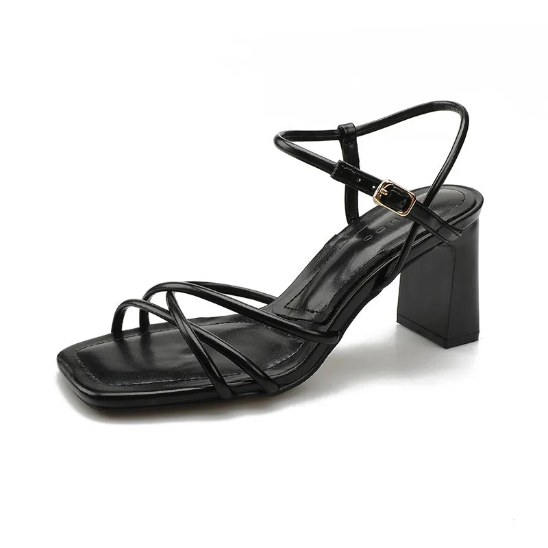 Women's Elegant Square Toe Chunky High Fashion Heels