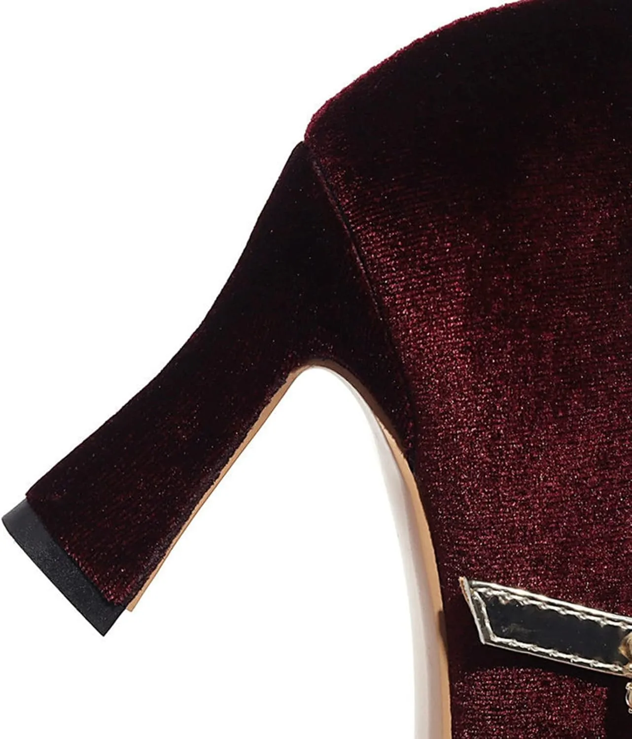 Women's Elegant Velvet Mary Jane Pumps Kitten High Heel Pearl Ankle Strap Wedding Prom Dress Shoes