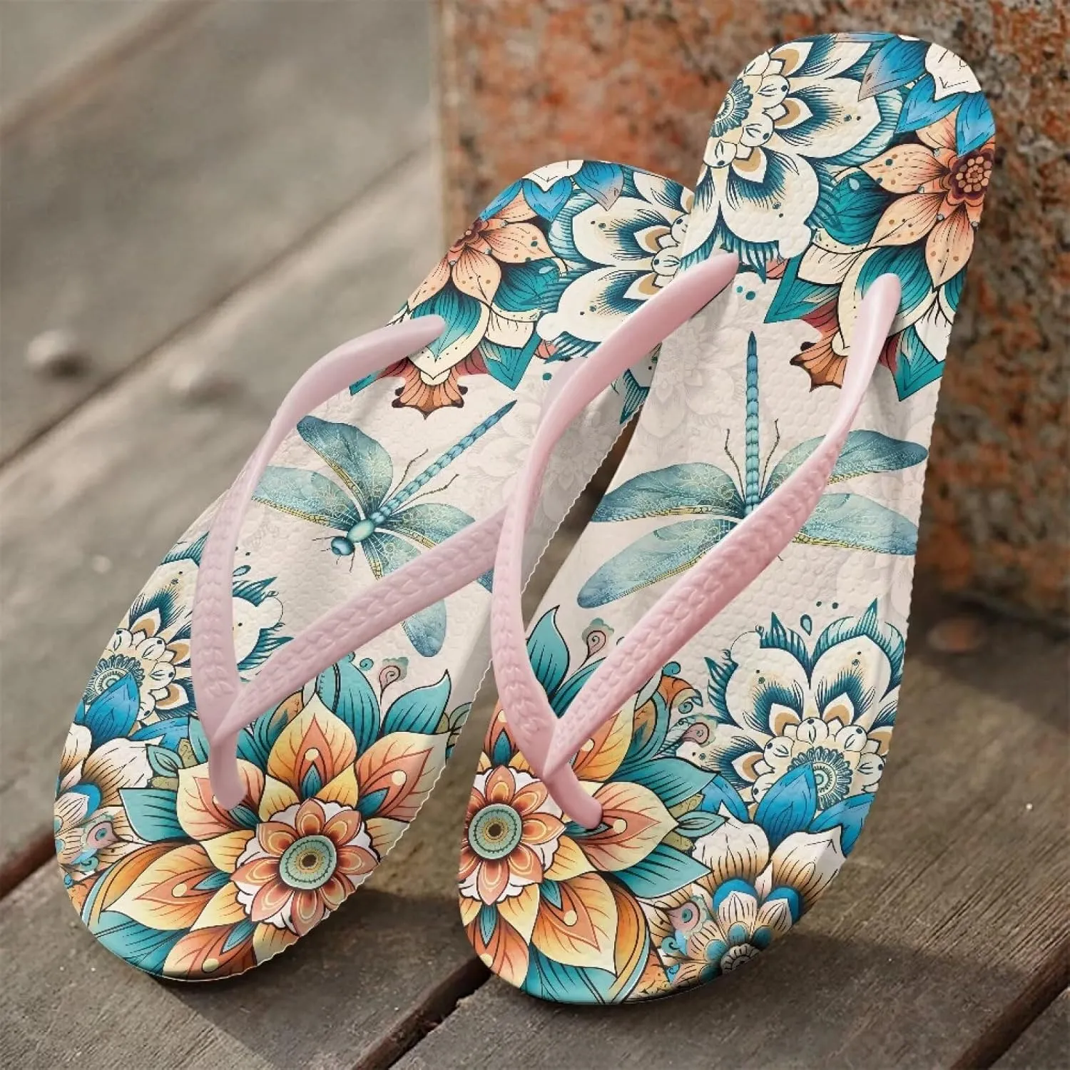 Women's Flip Flops Comfortable Summer Beach Sandals Slip On Walking Thong Sandals for Women Indoor Outdoor Slide Flat Sandal US Size 5.5-9.5