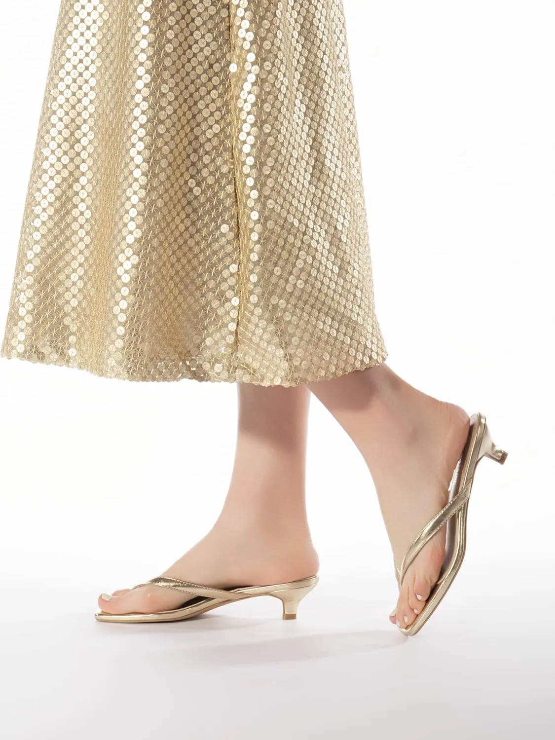 Women’s Flip-Flops Kitten Heels Thong Sandals For Women Square Toe Slip On Fashion Summer Dress Sandals
