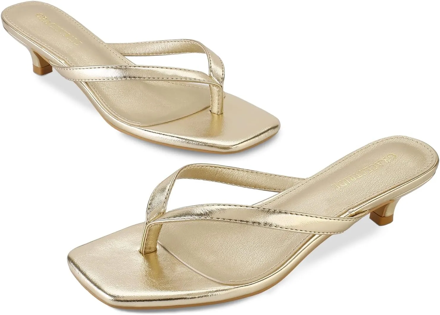 Women’s Flip-Flops Kitten Heels Thong Sandals For Women Square Toe Slip On Fashion Summer Dress Sandals