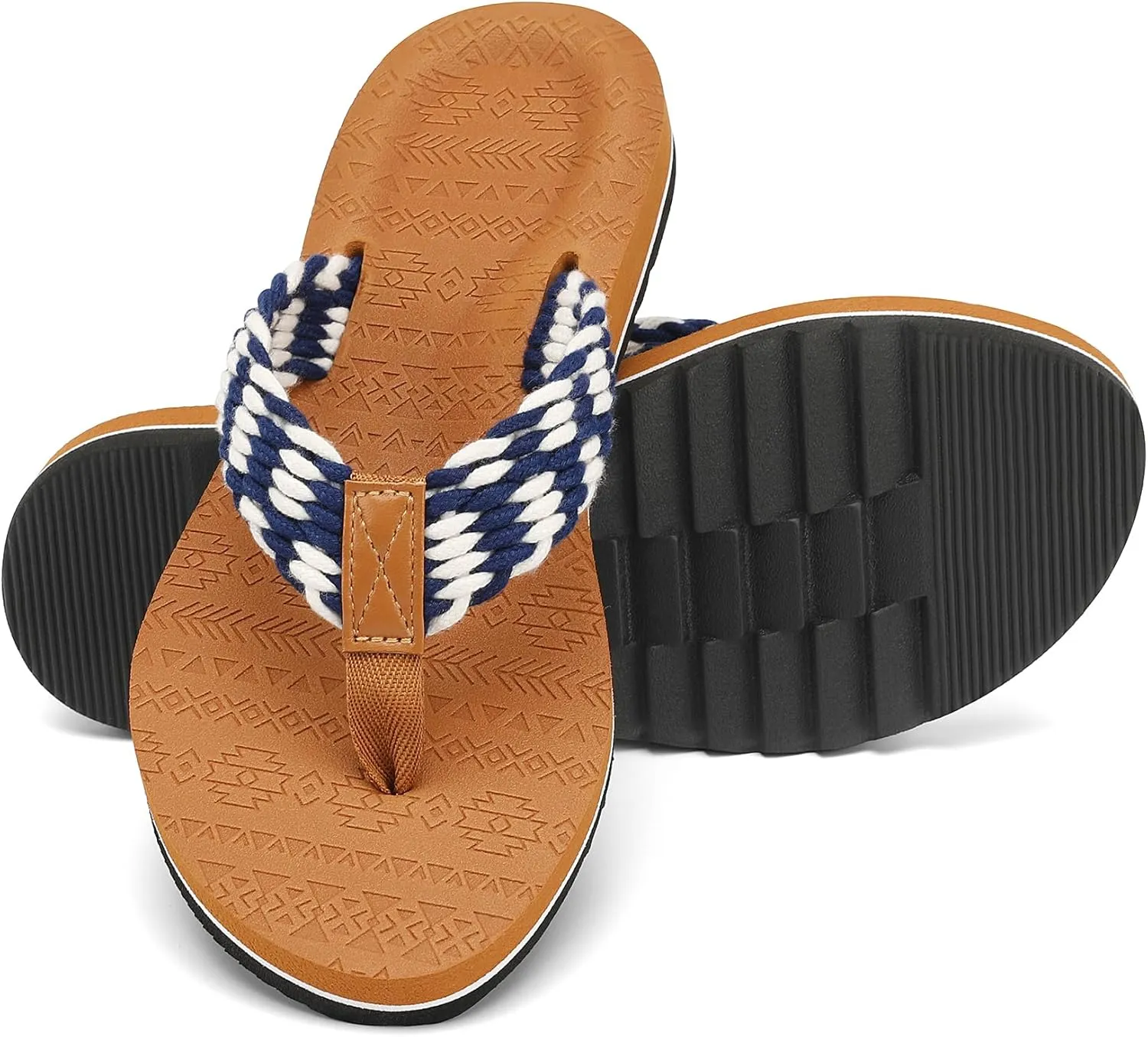 Women's Flip Flops with Arch Support - Yoga Mat Cushion Orthotic Thong Sandals for Plantar Fasciitis, Beach Walking Outdoor