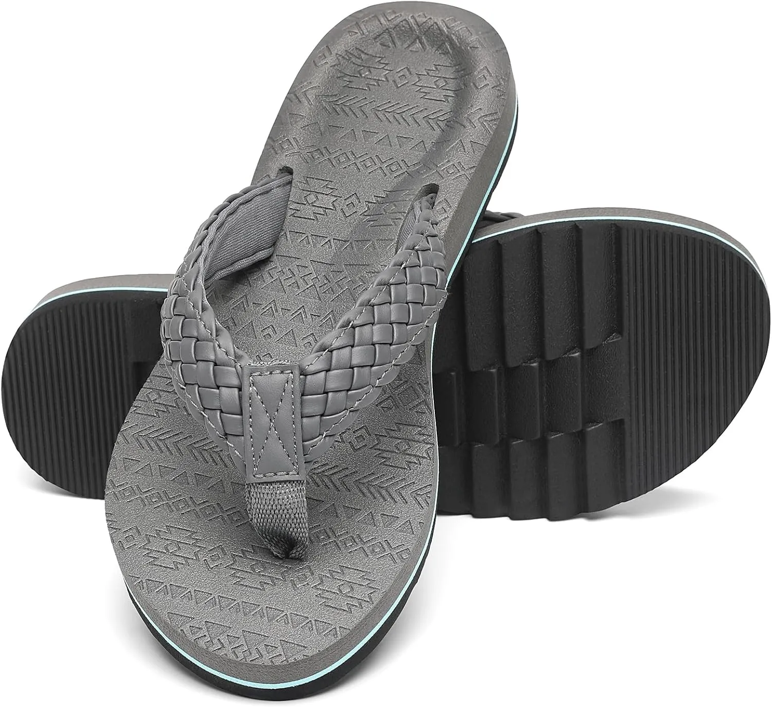 Women's Flip Flops with Arch Support - Yoga Mat Cushion Orthotic Thong Sandals for Plantar Fasciitis, Beach Walking Outdoor