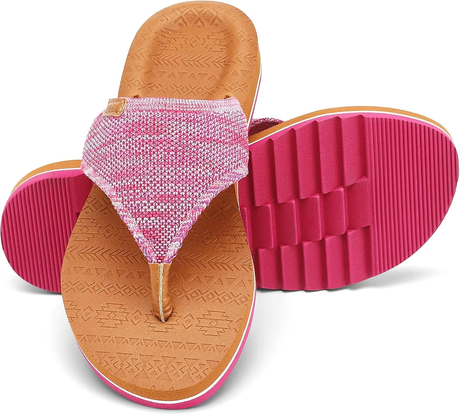 Women's Flip Flops with Arch Support - Yoga Mat Cushion Orthotic Thong Sandals for Plantar Fasciitis, Beach Walking Outdoor