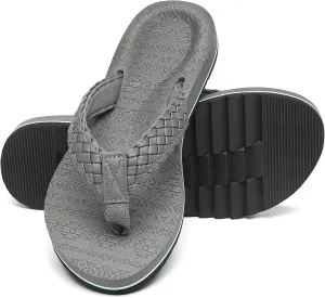 Women's Flip Flops with Arch Support - Yoga Mat Cushion Orthotic Thong Sandals for Plantar Fasciitis, Beach Walking Outdoor