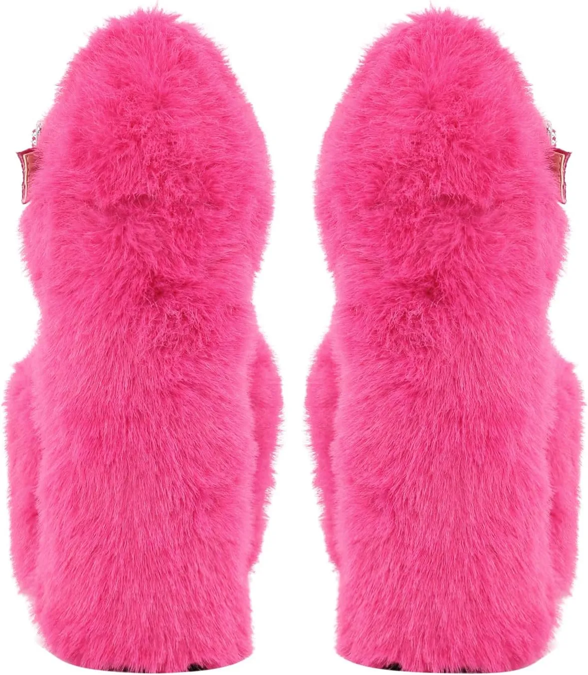Women's Furry Platform Heels Faux Fur Chunky High Heel Mary Jane Pumps Shoes