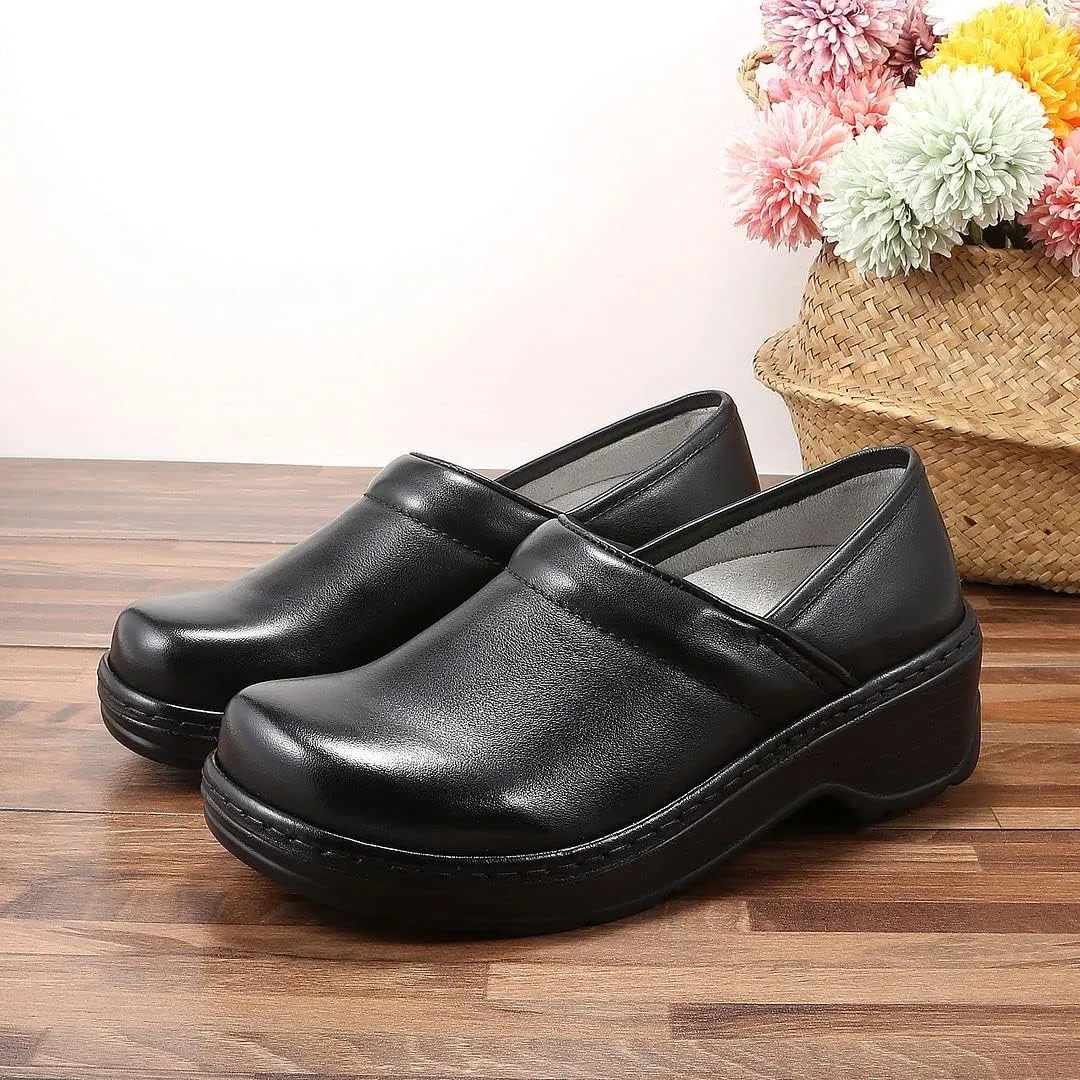Women's Genuine Leather Clog with Arch Support