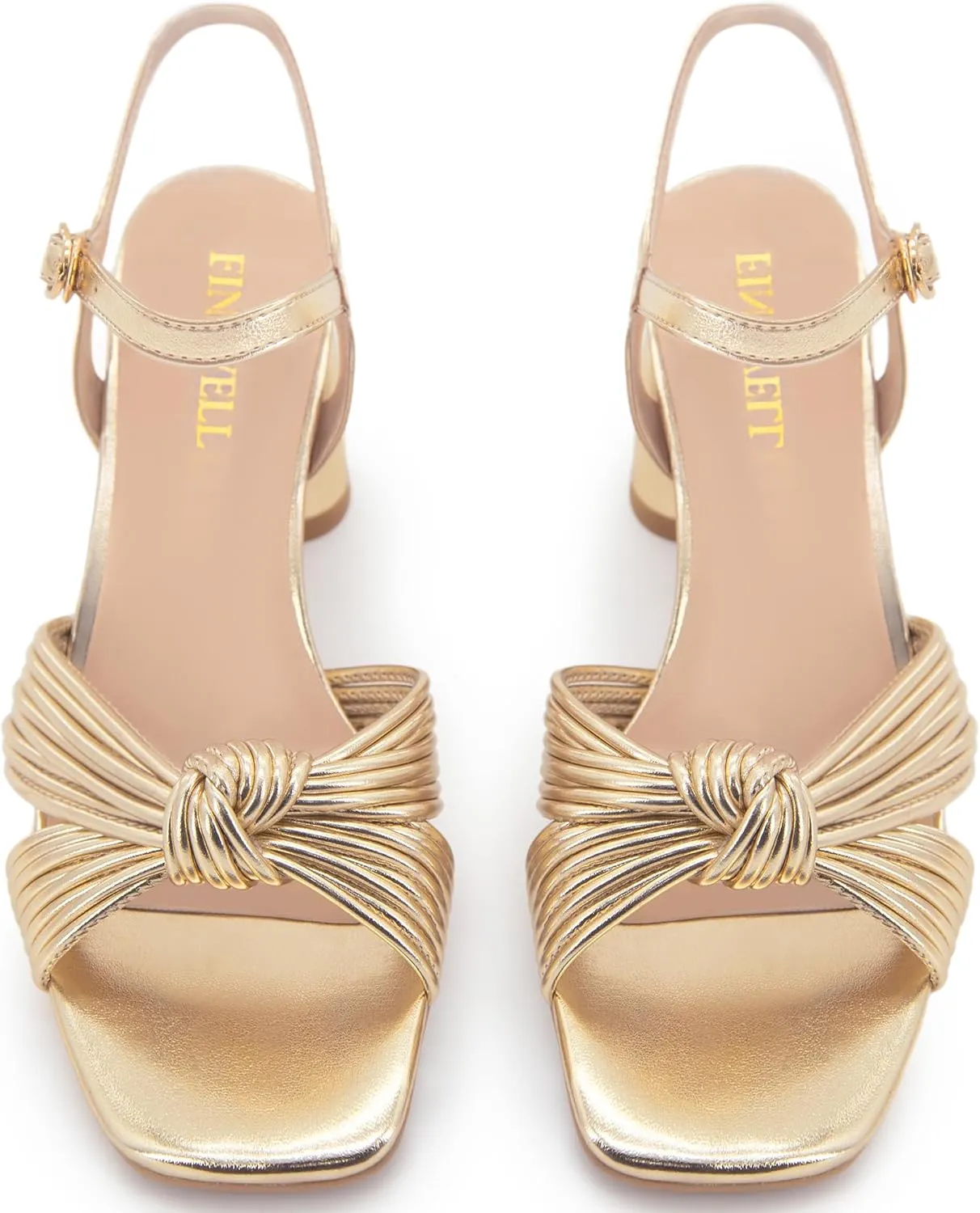 Women's Heeled Sandals Chunky Heel Strappy Metallic Braided Knotted Square Open Toe Ankle Strap Block Heel Sandals
