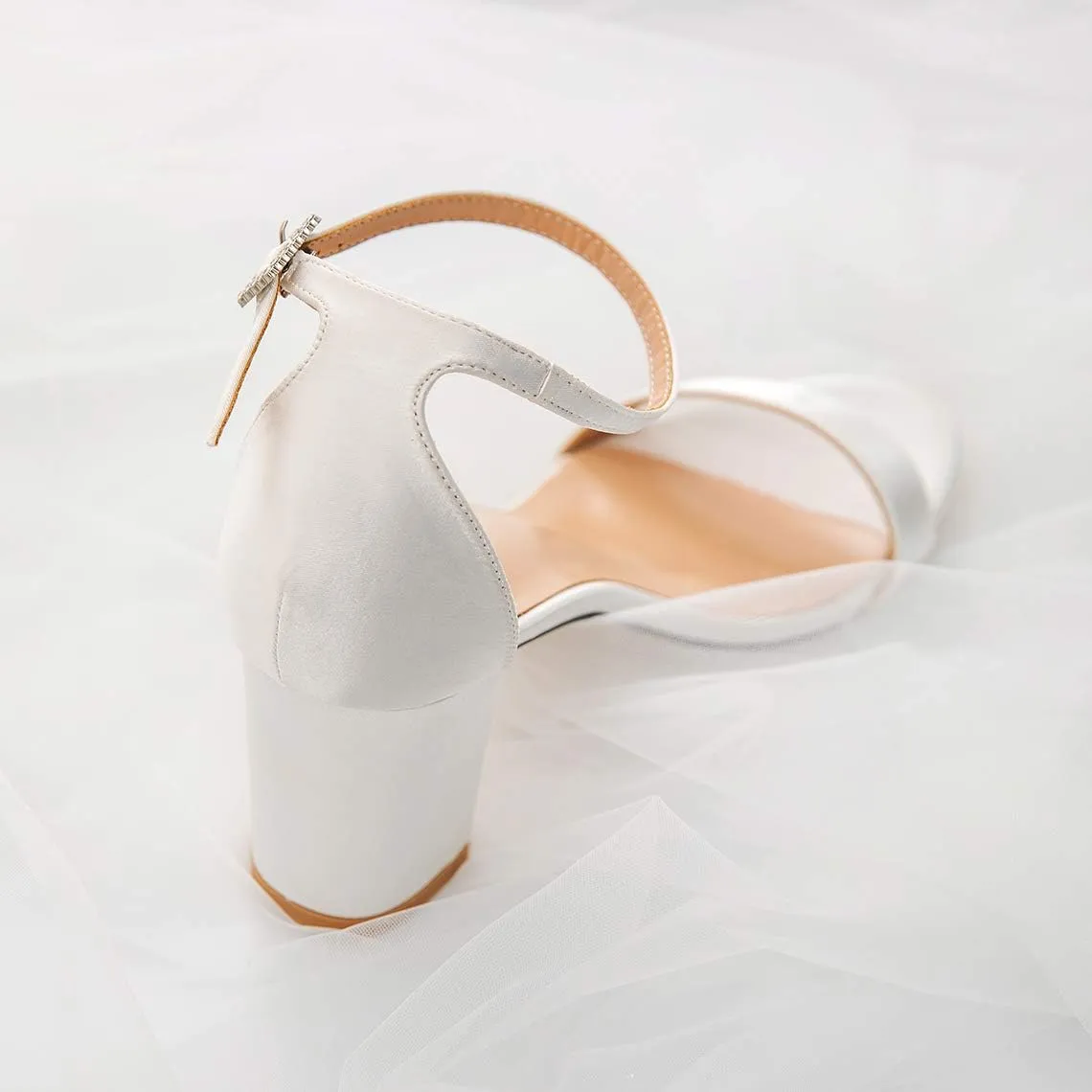 Women's Heeled Sandals Chunky Open Toe Ankle Strap Wedding Dress Pump Fashion Shoes 2.76 Inch