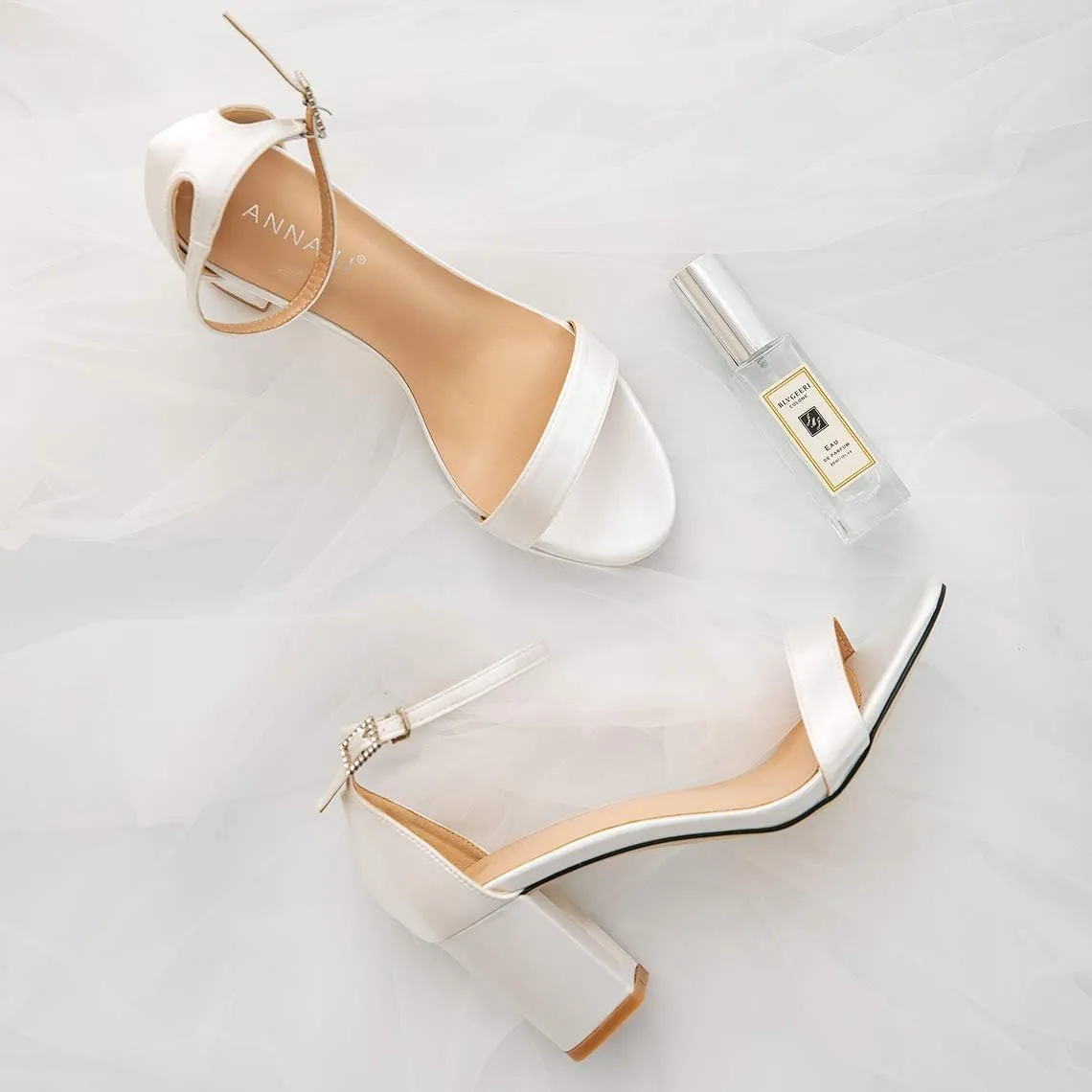 Women's Heeled Sandals Chunky Open Toe Ankle Strap Wedding Dress Pump Fashion Shoes 2.76 Inch