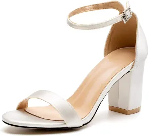 Women's Heeled Sandals Chunky Open Toe Ankle Strap Wedding Dress Pump Fashion Shoes 2.76 Inch