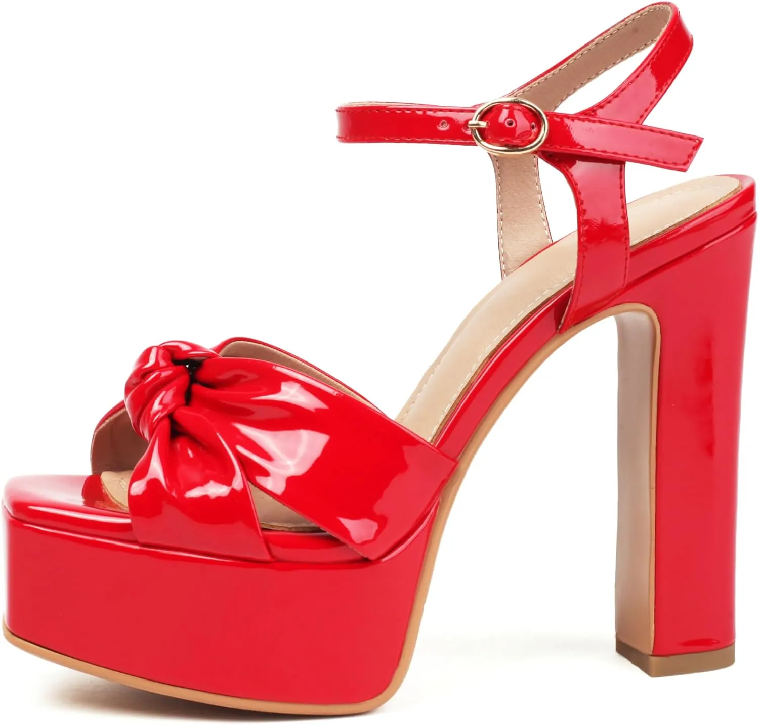 Women's High Chunky Platform Heels 5.5” Height Ajustable Ankle Strap Open Toe Party Dress Wedding Sandals