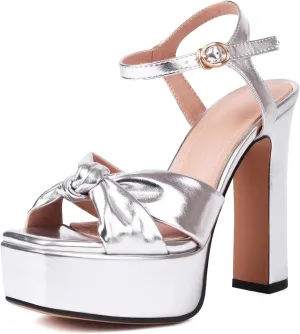 Women's High Chunky Platform Heels 5.5” Height Ajustable Ankle Strap Open Toe Party Dress Wedding Sandals