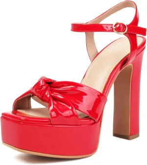 Women's High Chunky Platform Heels 5.5” Height Ajustable Ankle Strap Open Toe Party Dress Wedding Sandals