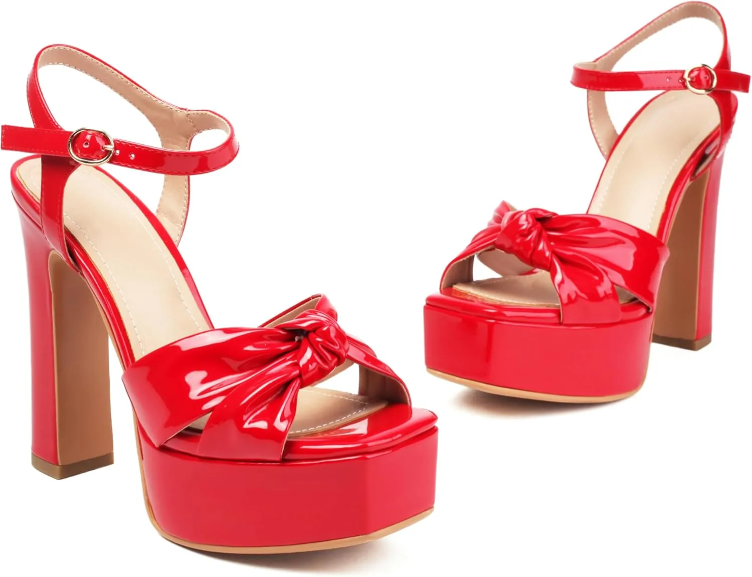 Women's High Chunky Platform Heels 5.5” Height Ajustable Ankle Strap Open Toe Party Dress Wedding Sandals