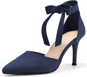 Womens High Heel Pointed Toe Pumps Ankle Tie Classic Office Special Dress Party Shoes